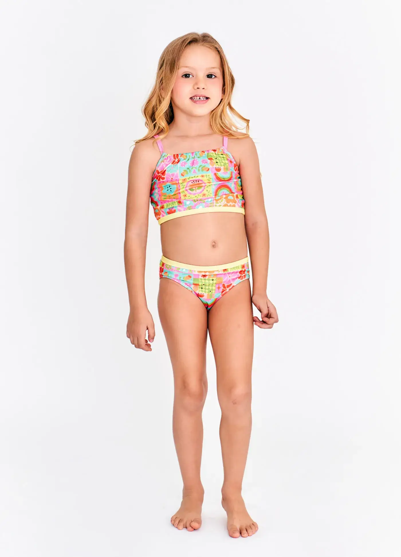 BIQUINI PATCHFLORES ROSA E VERDE M