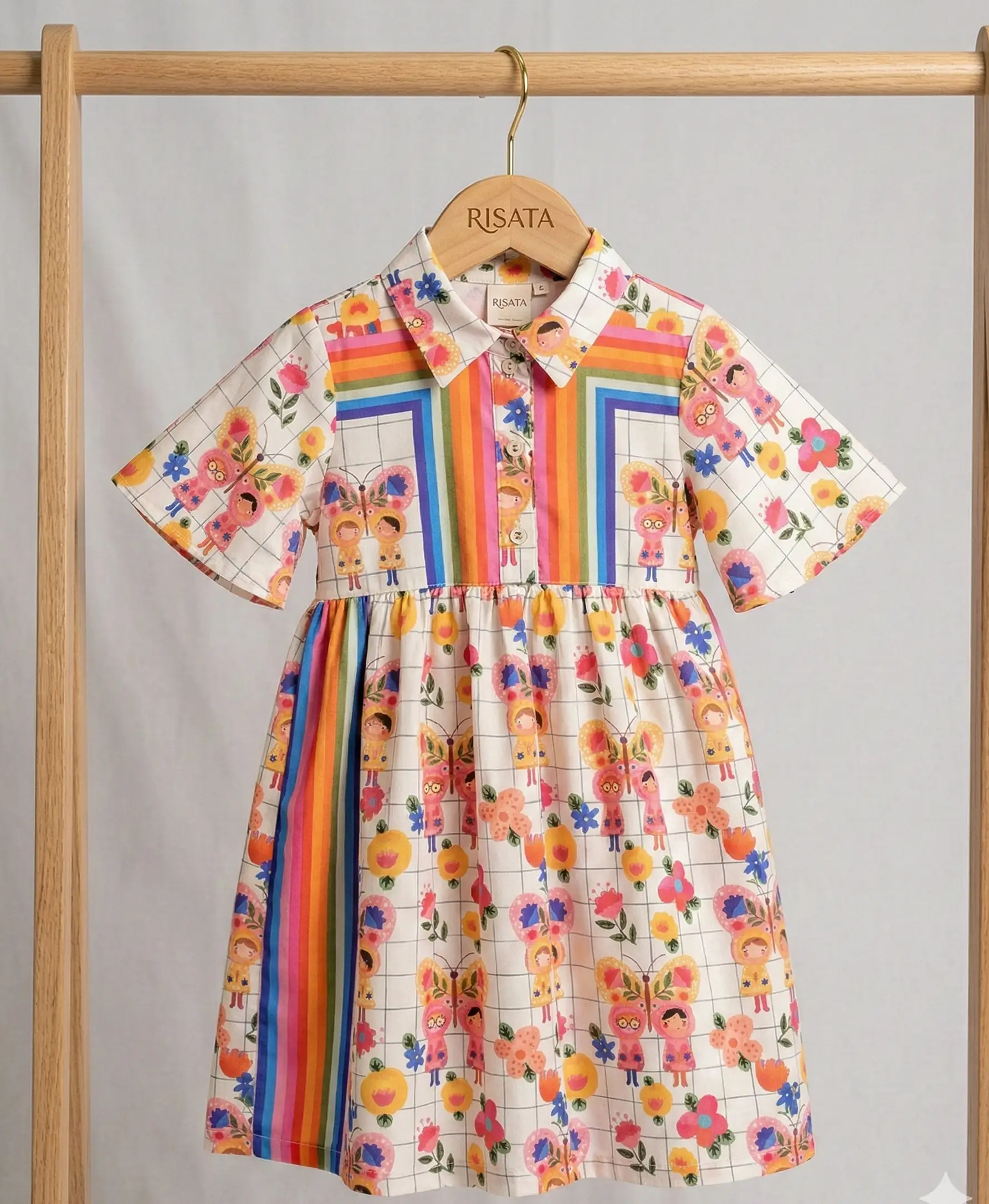 Miniatura VESTIDO ALPHABETO COLEÇÃO SAINDO DO CASULO CORES PREDOMINANTES: OFF WHITE E LARANJA 2