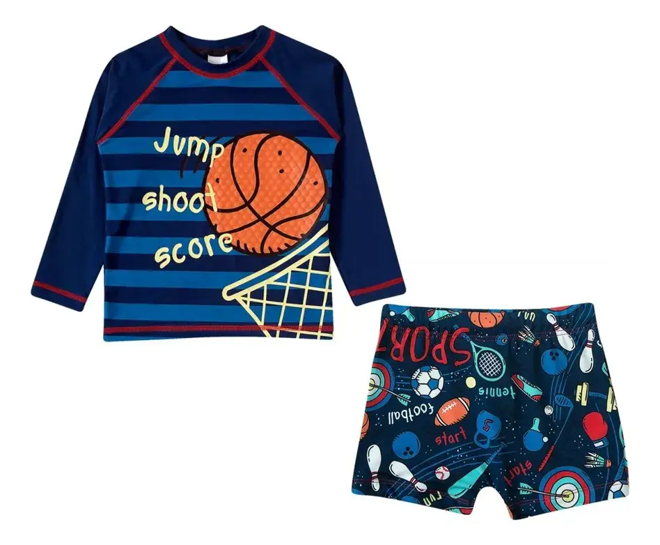 Miniatura CONJUNTO PRAIA CAMISETA DE PROTECAO SOLAR E SHORTS DE PRAIA COR MARINHO 2