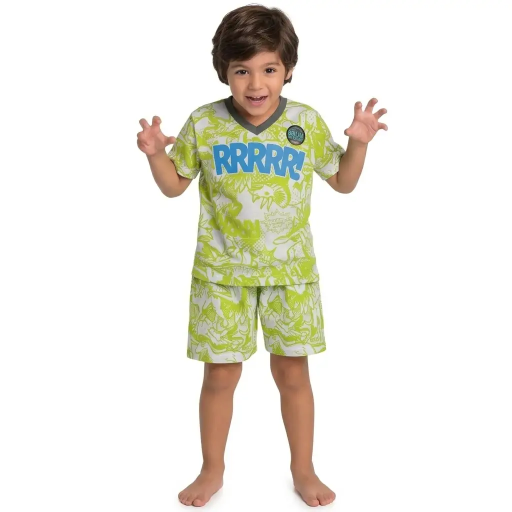 PIJAMA CURTO MASCULINO FAKINI VERDE NEON 