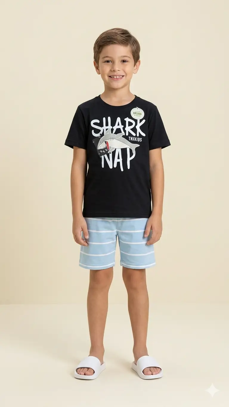 PIJAMA CURTO MASCULINO TMX CORES MARINHO/AZULPASTL 