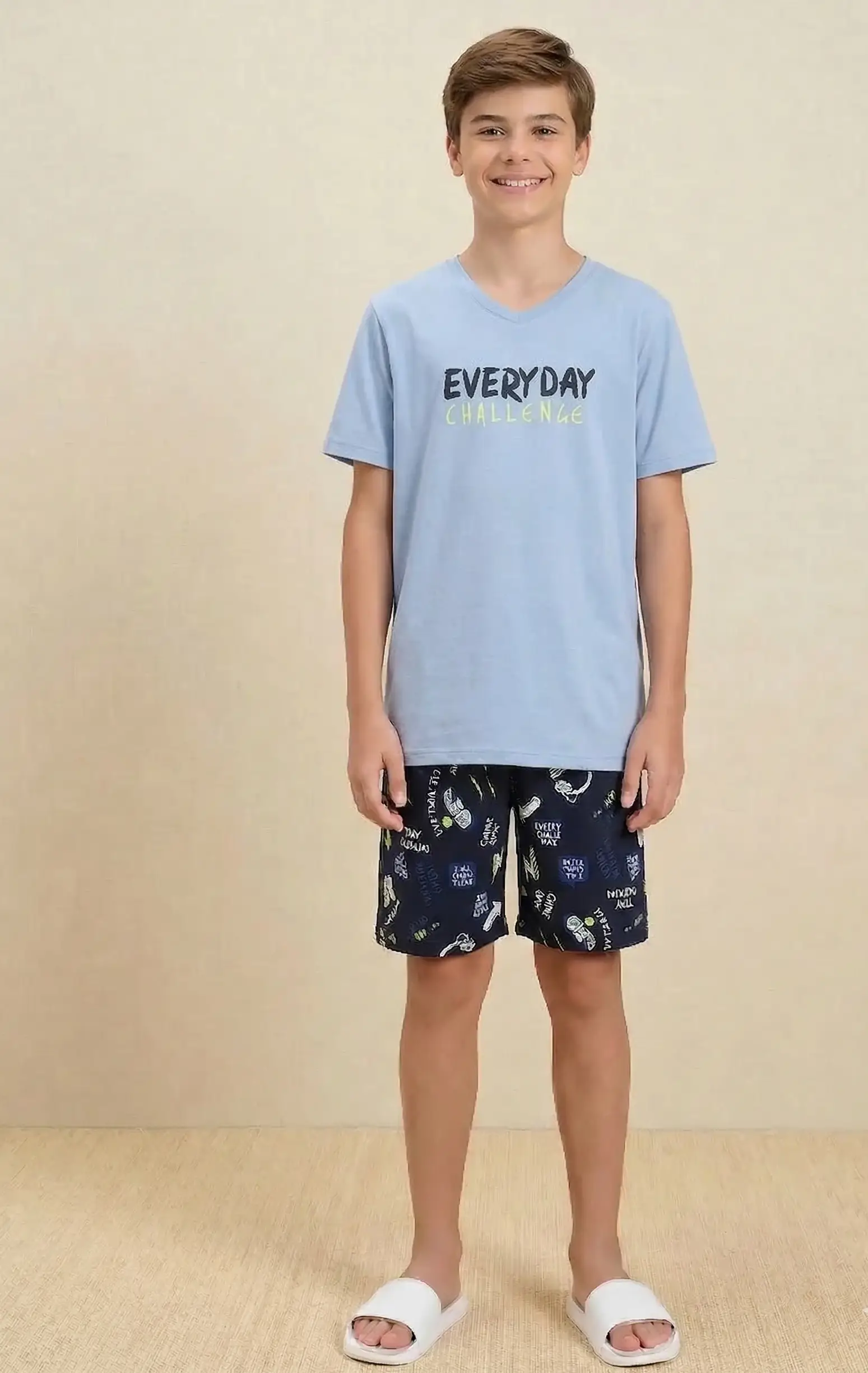 PIJAMA CURTO MASCULINO TMX CORES MARINHO/AZUL PASTEL P701
