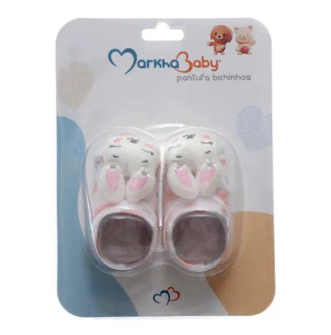 PANTUFA COELHINHA CHAMEGO ESTAMPADA CORES VERDE, ROSA E LARANJA