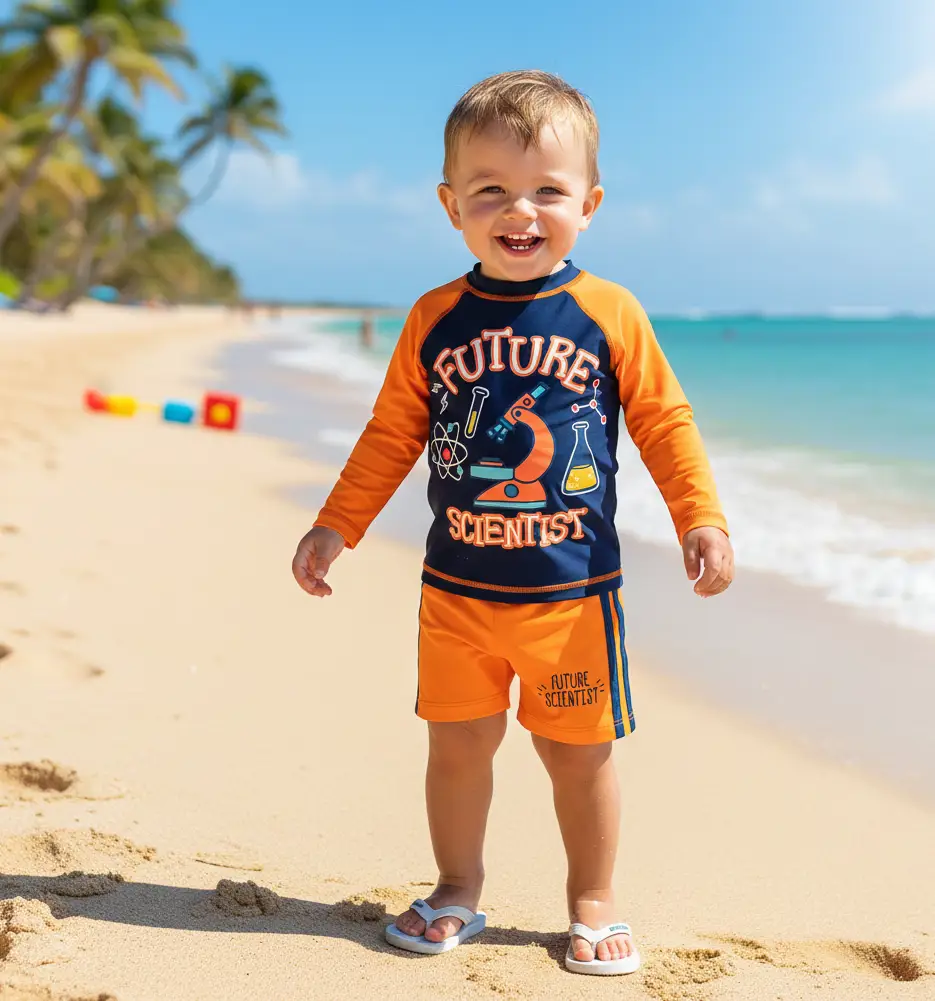 CONJUNTO PRAIA CAMISETA E SHORTS DE PRAIA COR AMARELO E MARINHO 