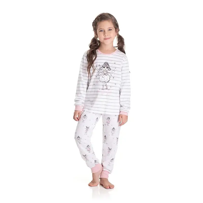 Miniatura PIJAMA LONGO FEMININO TMX CORES MARFIM CLARO/MESCLA  1