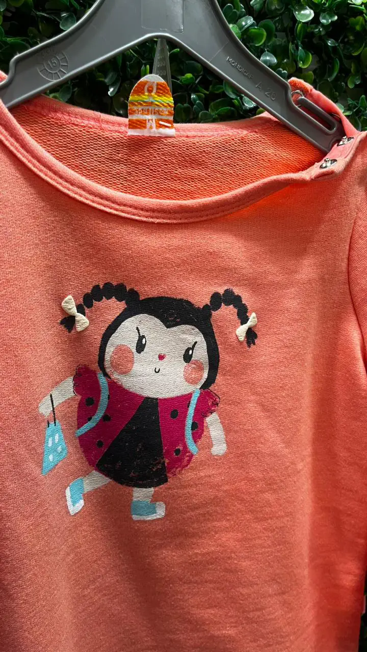Miniatura PIJAMA LONGO ALPHABETO COR PESSEGO E VERDE 3