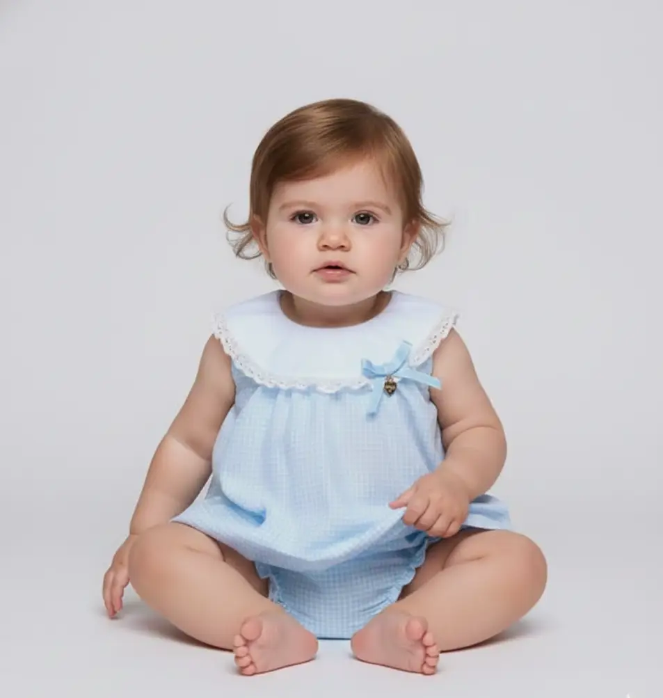 CONJ. BATA E CALCINHA COR: AZUL BB XADREZ