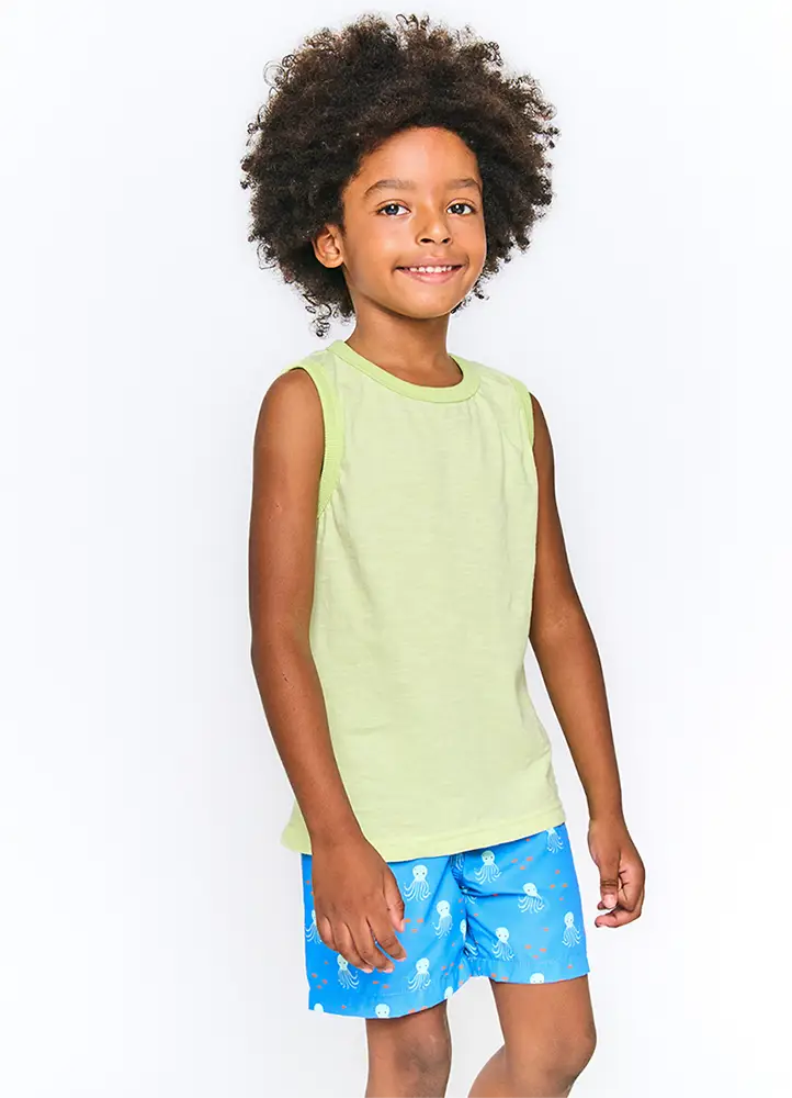 CONJ. REGATA E SHORT BASIQUINHO FUN CORES CITRUS E AZUL