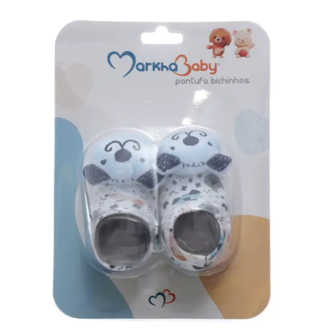 PANTUFA CACHORRINHO BEST FRIENDS COR AZUL E BRANCO