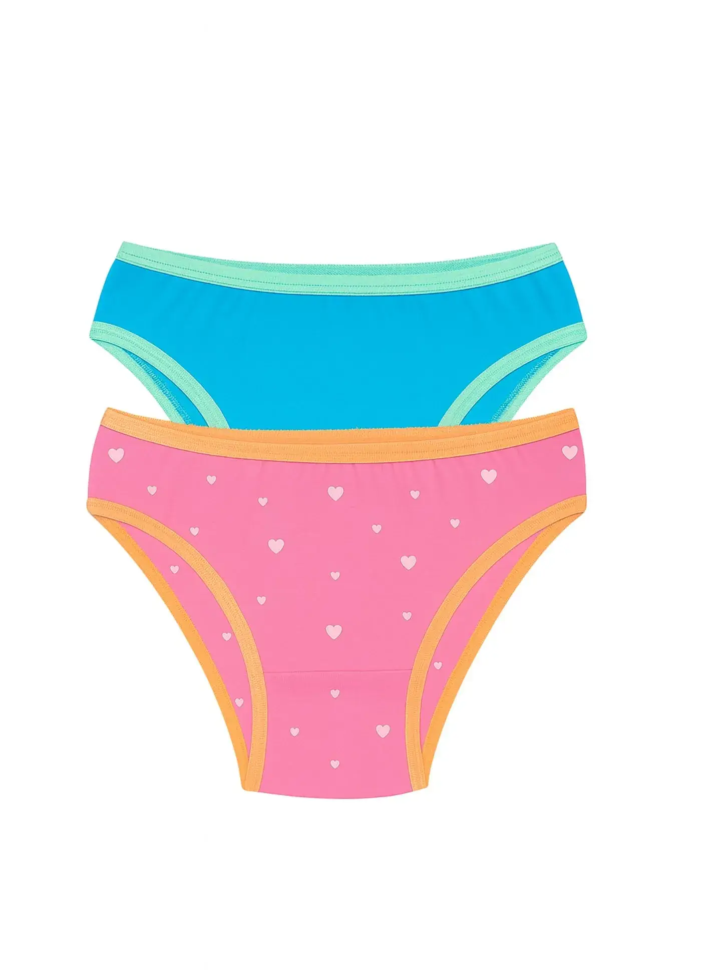 KIT CALCINHA 1 ESTAMPADA E 1 LISA ROSA E AZUL