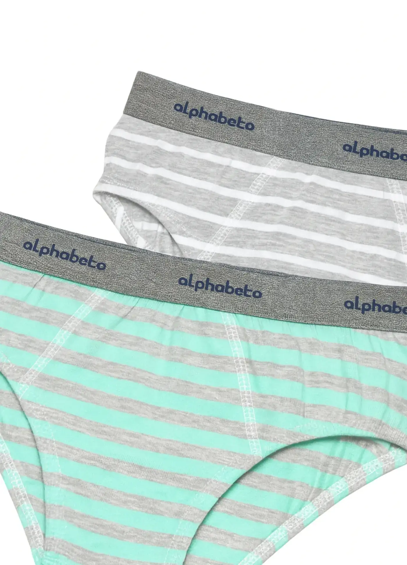 Miniatura KIT CUECA SLIP 2 LISTMESCLA E BRANCO E ESMERALDA E MESCLA 2