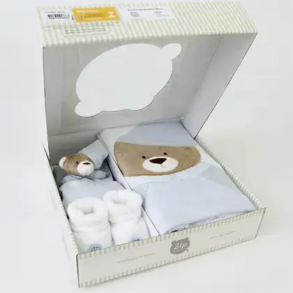 KIT PRESENTE LINHA URSO NINO 3 PECAS COR AZUL 