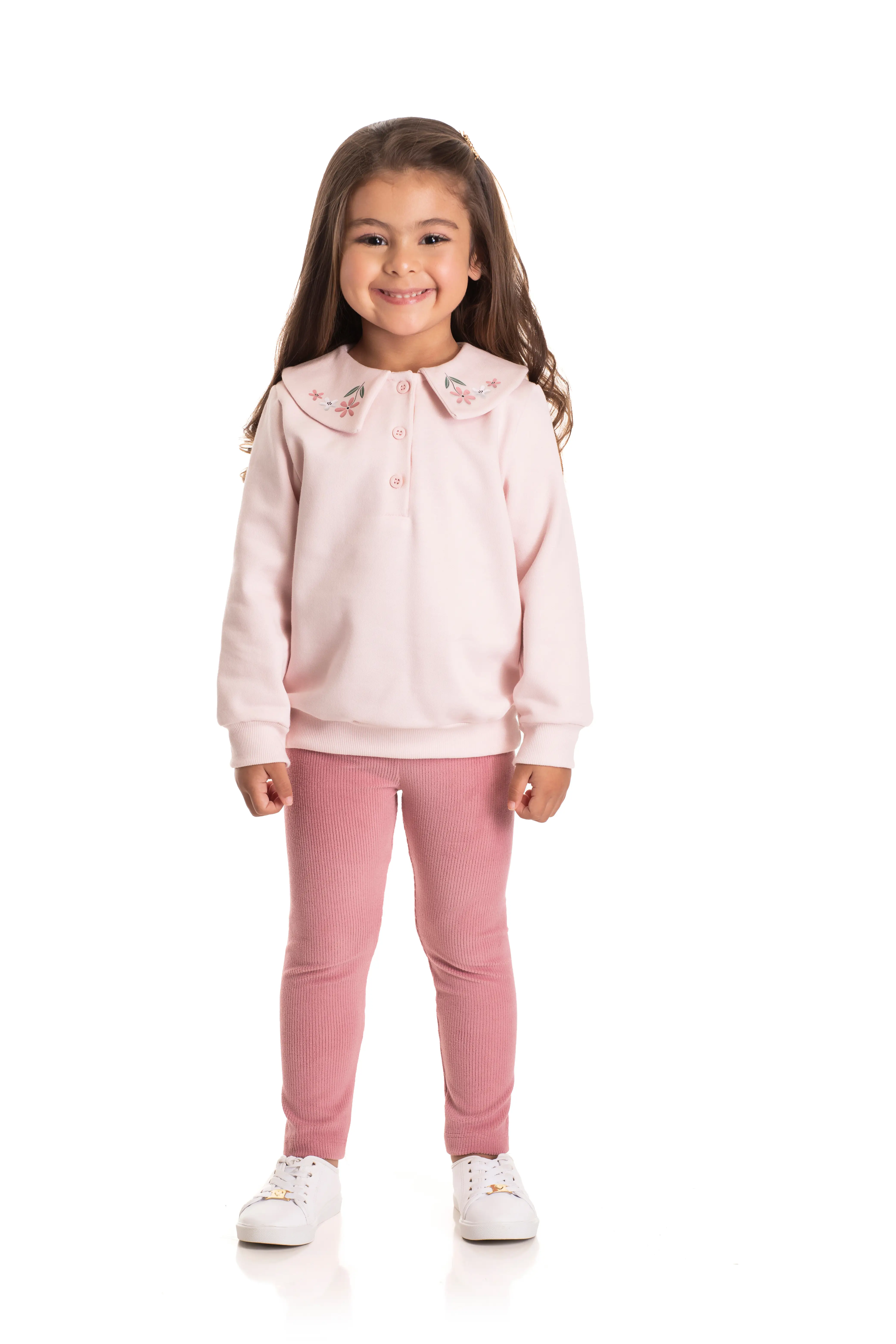 CONJ. BLUSA E LEGGING STRETCH CORES ROSA PASTEL E BLUSH