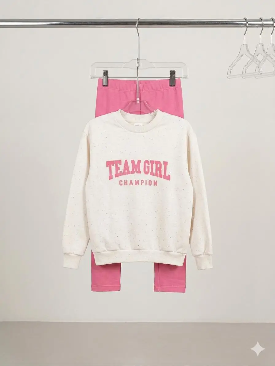 Miniatura CONJ. BLUSA MOLETOM E LEGGING CORES MARFIM BOTONE/CANDY 2