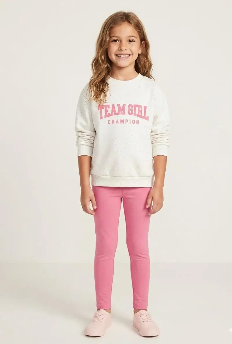Miniatura CONJ. BLUSA MOLETOM E LEGGING CORES MARFIM BOTONE/CANDY 1