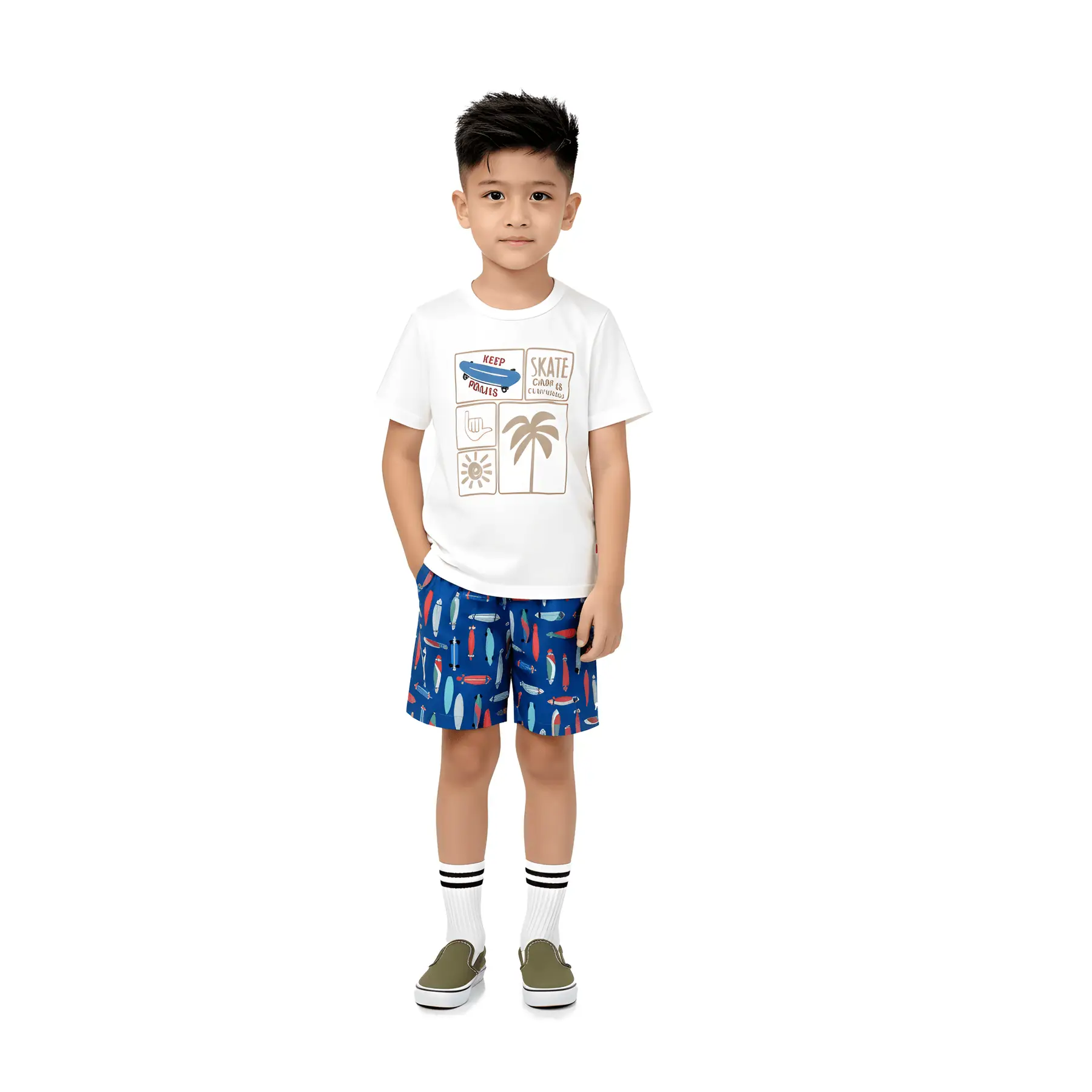 CONJ. SKATE CORES OFF WHITE E AZUL