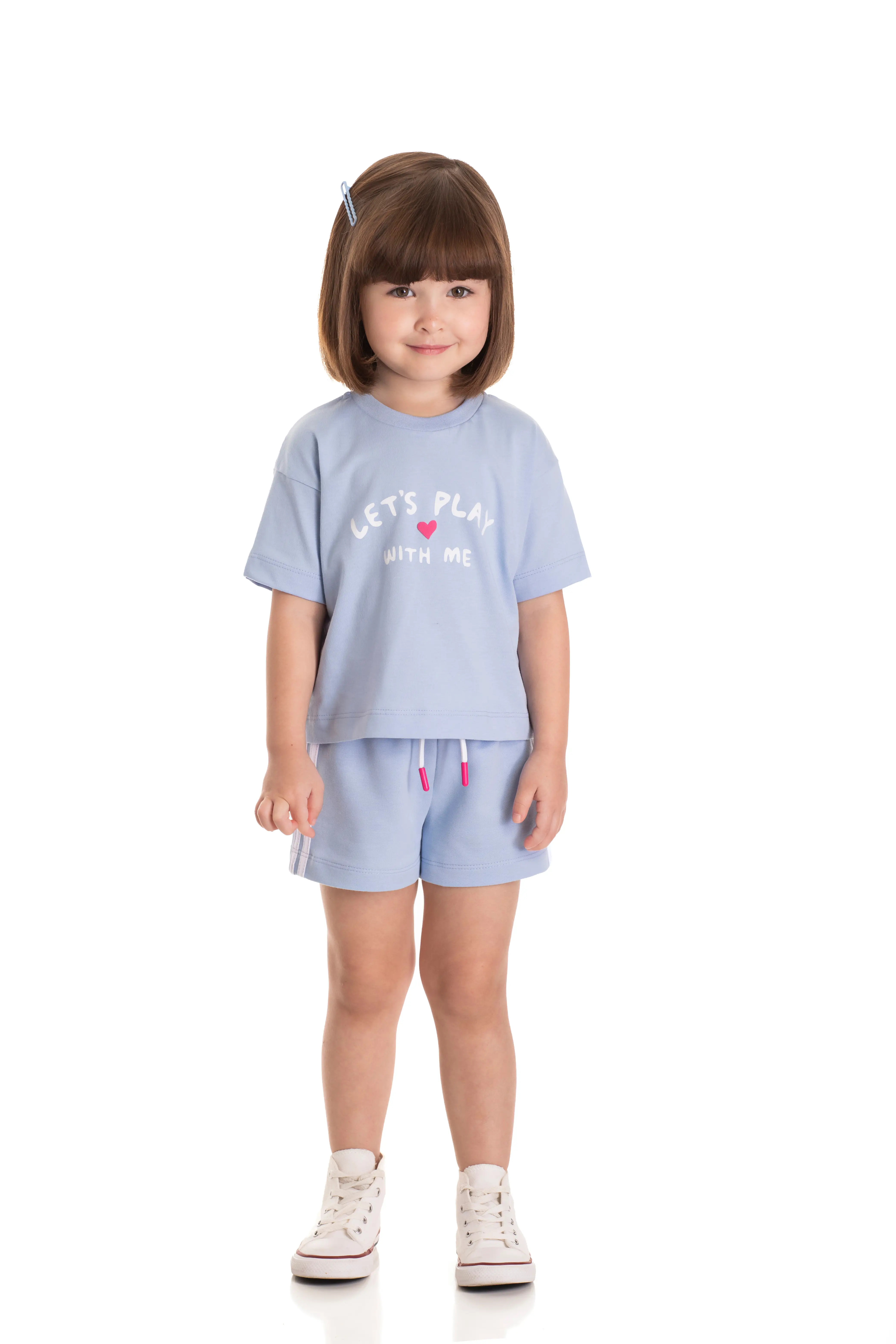 CONJ. FEMININO DE BLUSA MEIA MALHA E SHORT MOLETOM