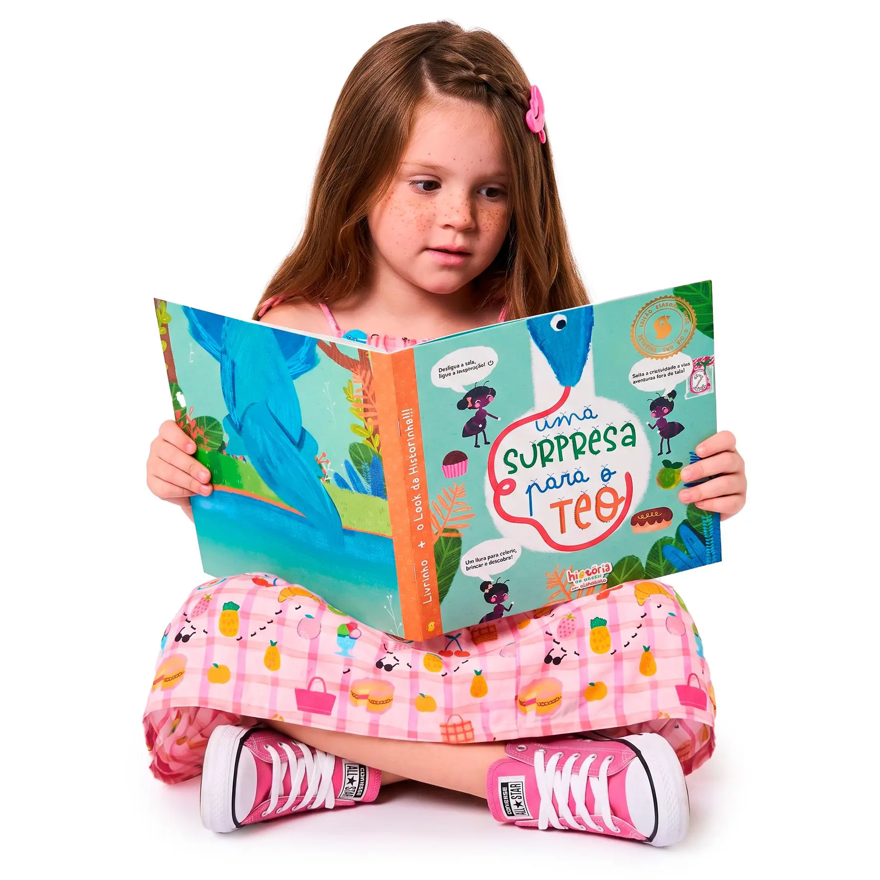 VESTIDO E LIVRO DIA DAS CRIANCAS ROSA